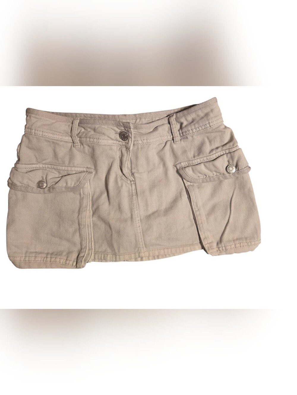 Garage Cargo Skort Womens Beige Cotton Button Pockets Size S